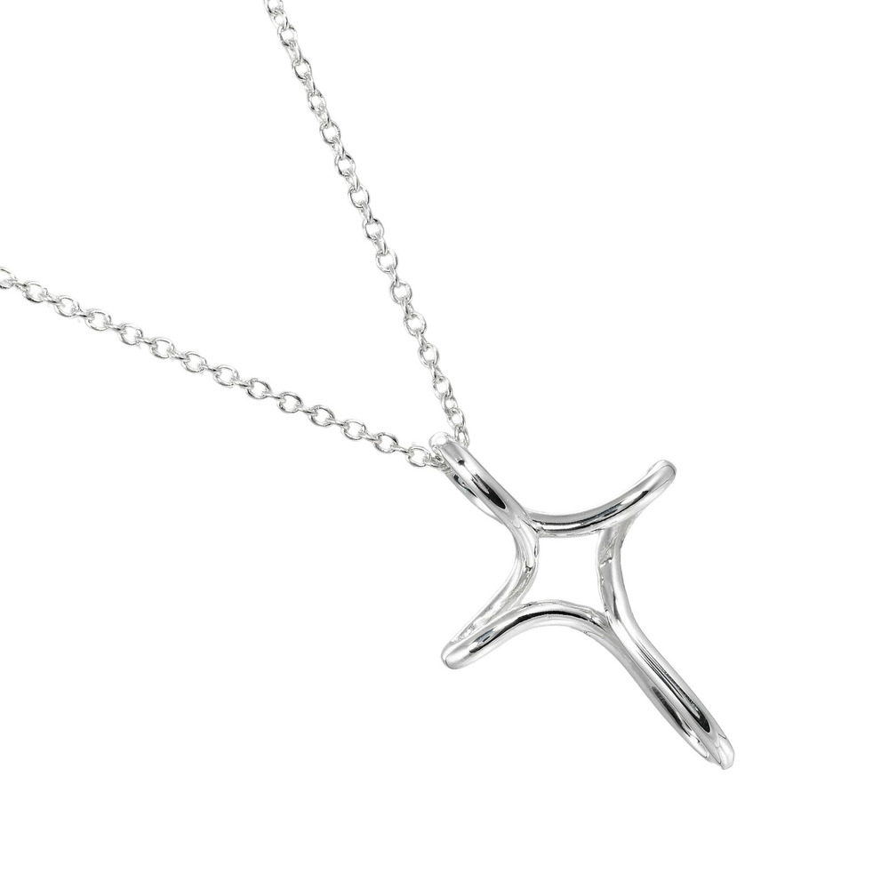 Tiffany Co Open Cross Necklace Sterling Silver